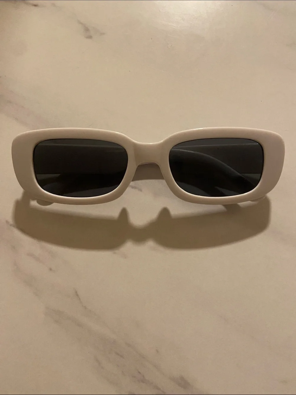 Classic Rectangular White Women's Sunglasses